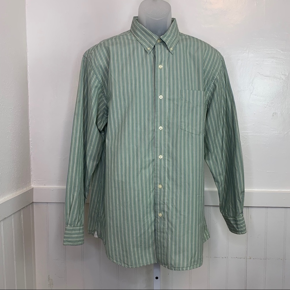 Club Room Green Stripped Button Down Shirt EUC | L